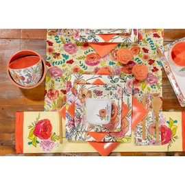 Boston International IHR 3-Ply Cocktail Beverage Paper Napkins, 20-Count, 5 x 5-Inches, Flower Party Cream