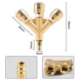 Compressed Air Distributor, Compressed Air Soft 3-Way with Couplings, 1/4 Inch Air Hose, Quick Coupling Distributor, Brass Coupling Plug with Male Thread, NW 7.2 Compressed Air Y Distributor