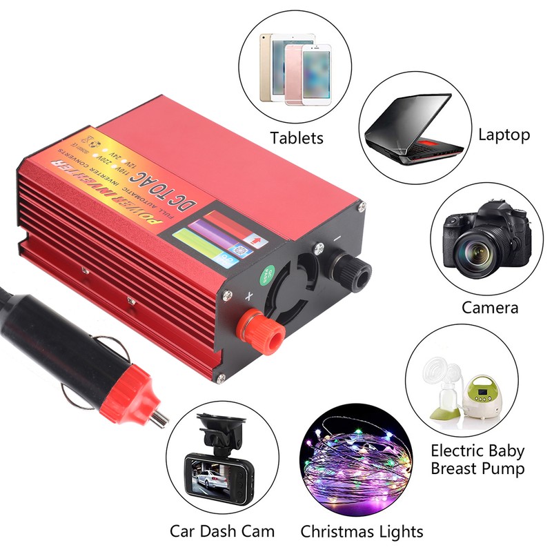 600W Car Power Inverter 12V DC to AC Converter Modified