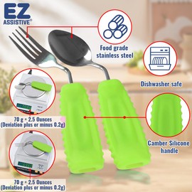EZ Assistive Adaptive Weighted Utensils Set – Spoon and Fork for Hand Tremors, Parkinson’s, Elderly, and Arthritis – Adaptive Eating Utensils for Weak Grip and Limited Mobility
