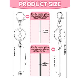 Kalolary 30PCS Beadable Keychain Bars, Silver Metal Bead Keychain Bars Beads DIY Blank Keychain Removable Beadable Keychain Bars for Keychain DIY Crafts Pendant Jewelry Making