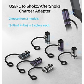 2-Pack Portable Charger Adapter for Shokz OpenSwim Pro S710 Headphones, USB-C to 4 Pin Magnetic Charging Adapter with Anti-Loss Lanyard for OpenSwim Pro S710 (Silver, 4-PIN)