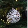 Plastic Christmas Bauble Diameter 8 cm White Silver Decorative Christmas