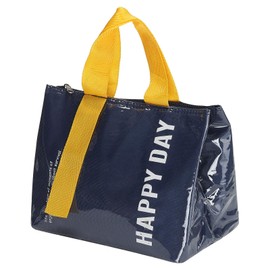 PATIKIL Insulated Lunch Bag, PU Waterproof Lunch Tote Bag Thermal Portable Lunch Box Food Container for Work Office Picnic Outdoor, Navy Blue Orange