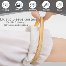 admifly 6-Pack Sleeve Holders for Women Men, Stretchy Metal Sleeve Garters, Anti-Slip Elastic Arm Straps Fixing Long Sleeves Armbands for Band Stretch Garters(Silver Gold Black)