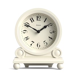 Jones Clocks® Maida Vale mantel clock | Small traditional desk clock | Pale cream | Pretty & charming ideal for mantelpiece, bookshelf or bedside