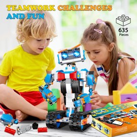 OKK Robot Building Toys for Boys, STEM Projects for Kids Ages 8-12, Remote & APP Controlled Engineering Learning Educational Coding DIY Building Kit Rechargeable Robot Toy Gifts for Girls