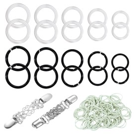 22 Pcs Clothing Cinch Clip, Invisible Back Cinch Rings (5 Sizes) with Rubber Bands Bulk Clothing Accessory with Waist Cinch Clips Sweater Tightener Clasp Rings for Woman Shirt Skirt Dress Scarf Ties