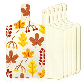 SNOMEL 6Pcs Unfinished Wood Cutting Boards for Crafts with Handle & Hole, Thin Blank Wooden Pieces for Signs Cutout Crafting Painting, Small Natural Serving Paddle Board for Cheese Bread Food
