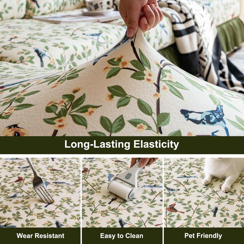 VOGOL Farmhouse Sofa Cover for Sectional, 3 Cushion Couch, 25"