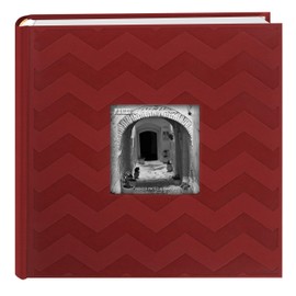 Pioneer Photo Albums DA-200CVR 200 4x6 Pocket Chevron Embossed Frame Leatherette Photo Album, Red