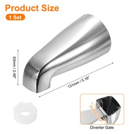 sourcing map 1Pack Universal Bath Tub Spout, Zinc Alloy Bath Spout Bathtub Faucet with Adapter for 1/2 Inch Water Tub for Bathroom Kitchen, Silver