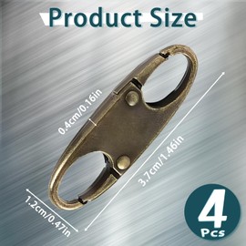 4 Zipper Fasteners for Backpacks, Anti-Theft, Removable Zipper Clips, Small Zipper Clips, Carabiner for Separating for Travel, Camping and Outdoor (Bronze)