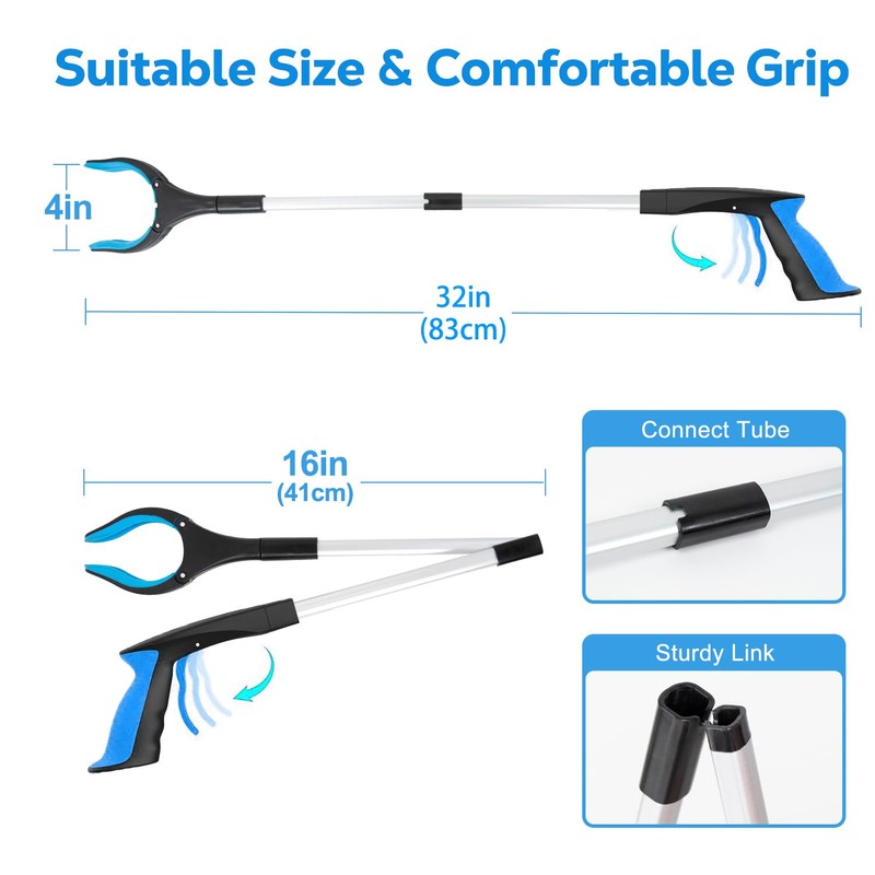 Grabber Reacher Tool - 32” Extra Long Foldable Gripper and