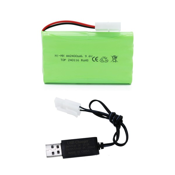 Tosiicop 9.6V 2400mAh NiMH Battery - RC Car Rechargeable Battery