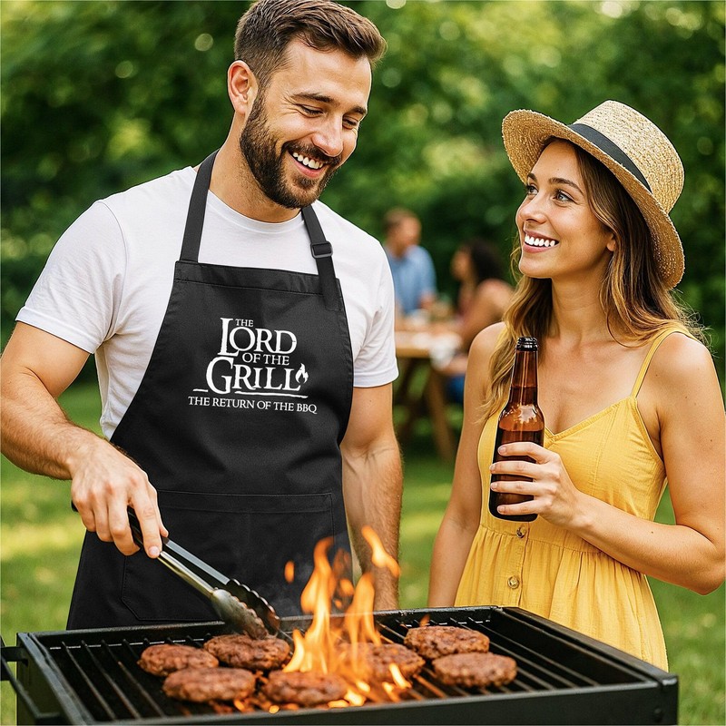 MoonWorks Men's BBQ Apron Grill King Apron for Men Crown,