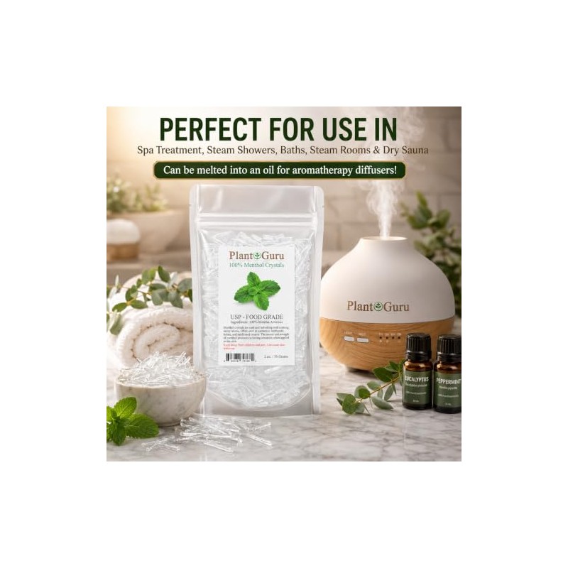 MENTHOL CRYSTALS Mentha Arvensis 100% PURE USP Grade 60ml