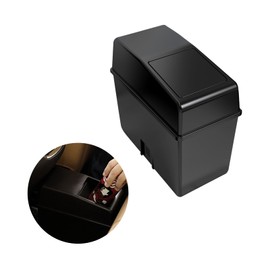 Jitrendo 1 Pcs Black Car Trash Can, Car Trash Bin with Lid, Universal Portable Car Trash Can for Most Cars,Suvs, Offices