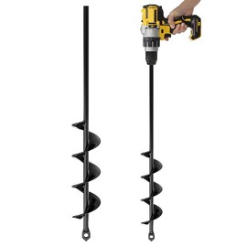 Auger Drill Bit for Planting 2 Pack 1.6 x 16 Inch & 3.5 Set - Garden Spiral Hole and Bulb Planter Tool Umbrella Holes - Compatible with 3/8 Hex Drive - Size: 1.6 x 16 Inch