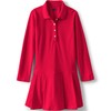 Lands' End Uniform Long Sleeve Pleated Mesh Polo Dress Red