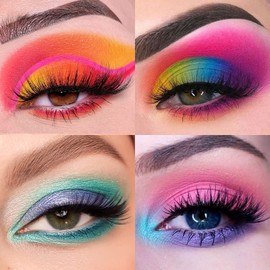 TINTARK Cloudy with a Chance of Sprinkles - 30 Colours Eyeshadow Palette Matt, Glitter, Shimmering and Metallic Eyeshadow Palette, Blue, Green Eye Make-Up, Eyeshadow with Mirrors, No Talc