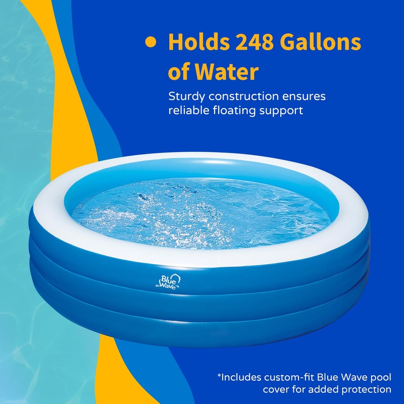 Blue Wave Inflatable Swimming Pool with Cover – 7.5-ft Round