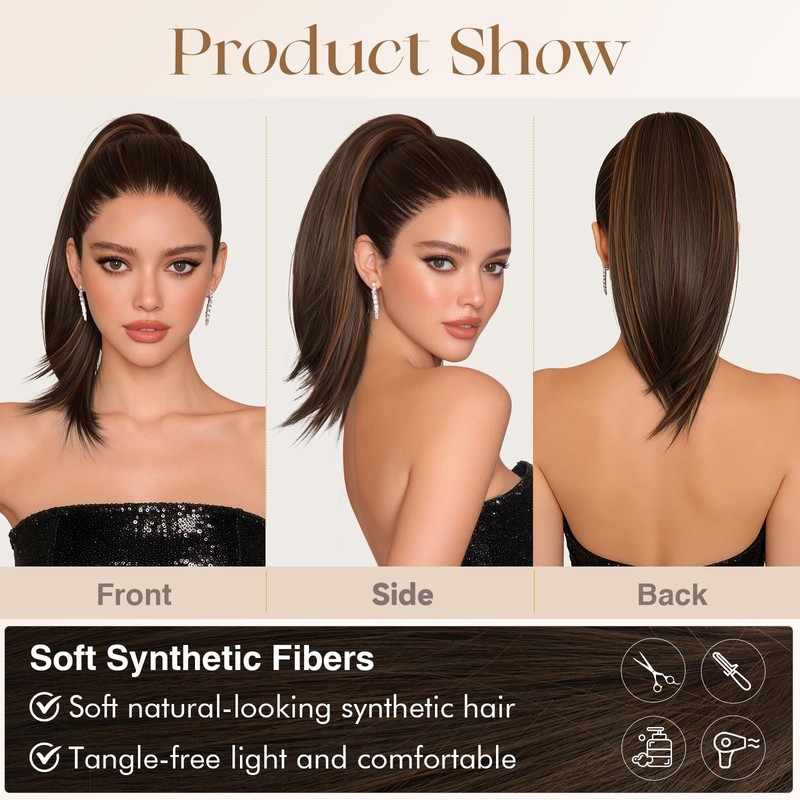 Sofeiyan Ponytail Extension for Women,15 Inch Comb Clip in Pony
