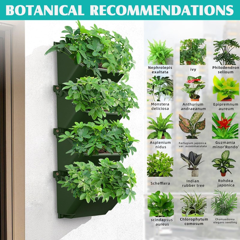 Gatyagff Vertical Wall Planter, 4 Packs Self Watering Wall Planters