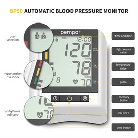 PEMPA Digitales Handgelenk Blutdruckmessgerät Speicherfunktion Arrhythmie- und Hypertonie-Erkennung Messgerät mit Handgelenkmanschette 13-21 cm