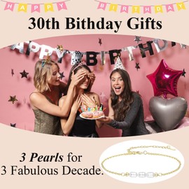 OAVOOK 30th Birthday Gifts for Her Pearl Bracelet for Women 30 Years Old Gifts Jewelry for Daughter, Granddaughter, Niece, Sister