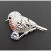 Equilibrium Robins Appear Silver Plated Sparkle Brooch