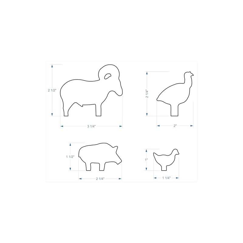 1/10 Scale NRA/IHMSA Metallic Silhouette Targets - 20pc Air Rifle/Pistol