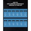 ZELCAN 230pc SAE & Metric Grease Fittings Kit, Hydraulic Grease