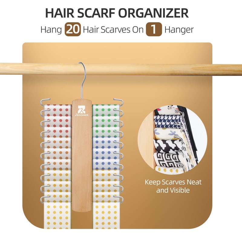 ZEDODIER 2 Pack Wooden Tie Rack, Tie Hanger for Men
