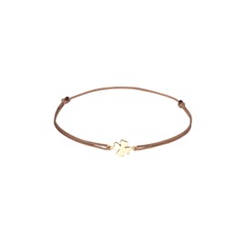 Elli Women's Clover Pendant Lucky Bracelet with Nylon in 925 Sterling Silver Gold-Plated, Sterling Silver, None