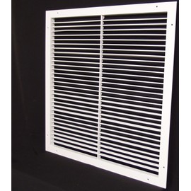24" w X 24" h Aluminum Adjustable Return/Supply HVAC Air Grille - Full Control Horizontal Airflow Direction - Single Deflection [Outer Dimensions: 25.85" w X 25.85" h]