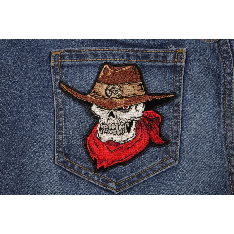 Cowboy Skull Patch, Biker Skull Patches (P3786)