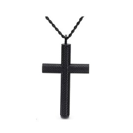 Genérico Cadena Collar Dije Cruz Relicario Acero Inoxidable Urna (Black)