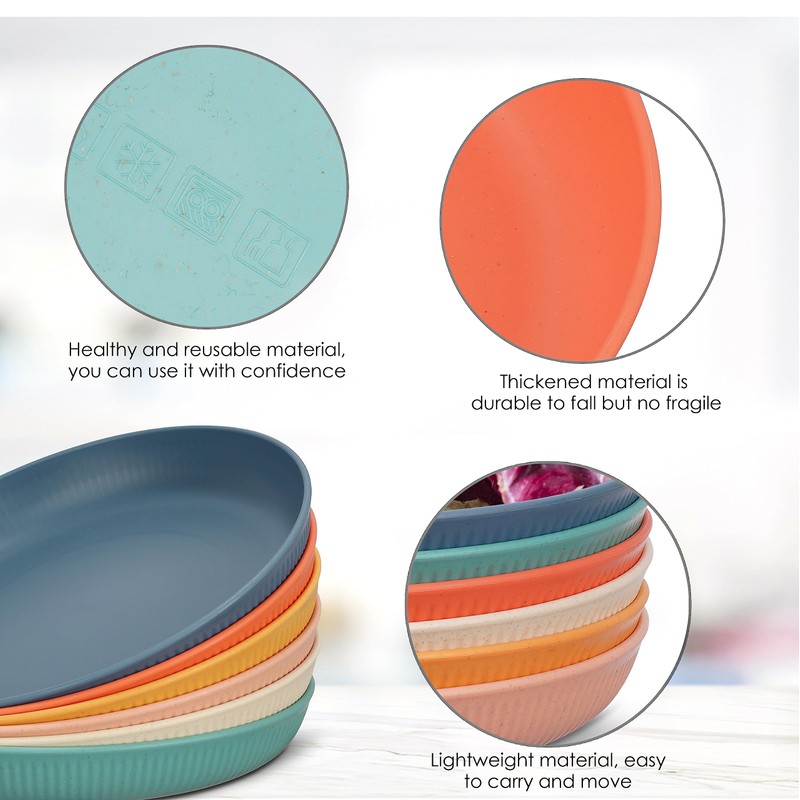 Worephu Lightweight & Unbreakable Dinner Plates Set of 6, Reusable