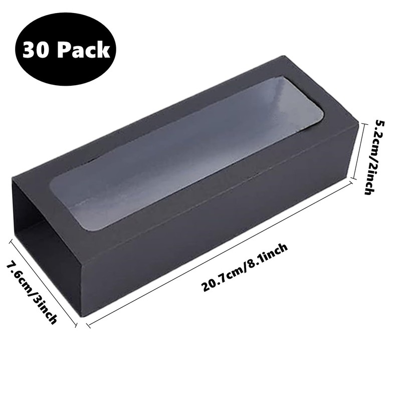 GUIFIER 30 Pack Kraft Macaron Boxes with Window, Small Macaron