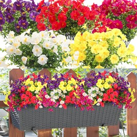 Lcuasc 10PCS Outdoor Fauxt Plants UV Resistant Artificial Flowers Eucalyptus Greenery Stems for Spring Summer Garden Patio Window Box Planter Home Decor (Morning Glory)