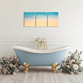 Fochorlo 3 Pieces Beach Wall Art Ocean Pictures Neutral Wall Decor for Living Room Bedroom Ready To Hang (Small)