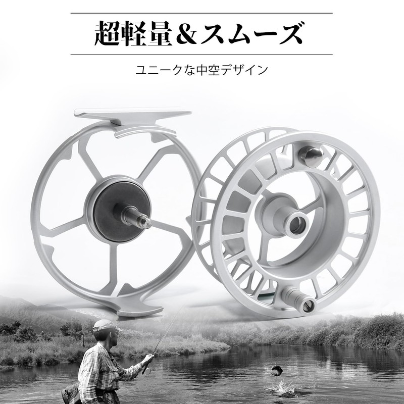 Goture Fly Reel, Large Arbor, Aluminum Alloy, Disc Drag, Left