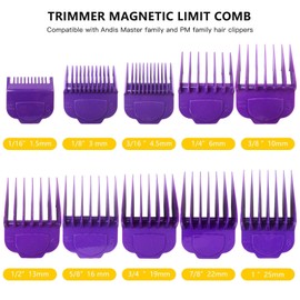 10 Pack Magnetic Clipper Guards Guide Comb Set Replacement Fits for Clippers RCAC, RS-1, US-1, 12470/73010/ 73060/73070 Series, Lengths 1/16" to 1" (Purple) by YTXXDEUS