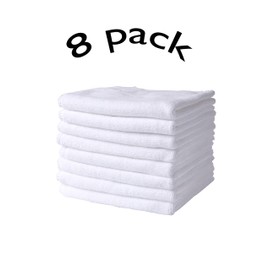 Microfibre Face Cleaning Cloths Makeup Remover Cloth Make-Up Wipes Pack of 8 30 cm x 30 cm White
