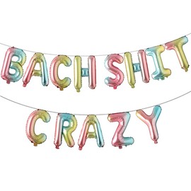 16" Hen Party Decorations Stream Crazy Balloons Banner for Hen Night Bridal Shower Engagement Party Decorations (Rainbow)