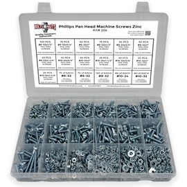 Phillips Pan Head Machine Screws Bolts Nuts Washers Assortment Kit - 1921 Pcs!