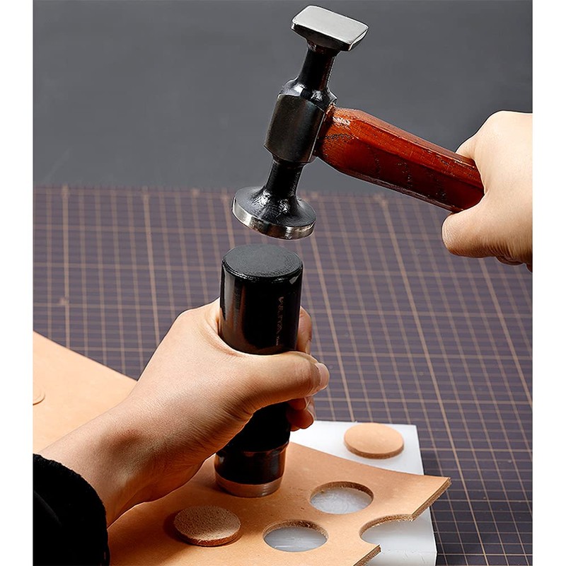 WUTA Leather Hammer Double Head Cobblers Hammer Mirror Polishing Carbon