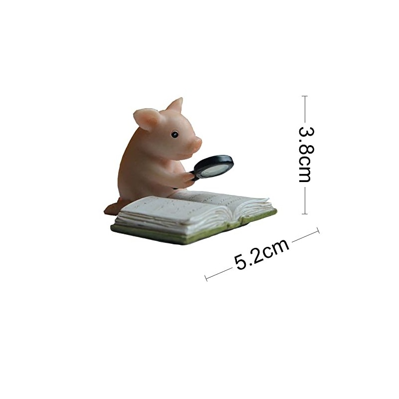 Gemmia Miniature Pig Figurine- Smart Reading Pig Statue