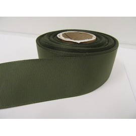 2 metres of 38mm Grosgrain Ribbed Ribbon Olive Dark Green Double Sided 38 mm 3.8cm